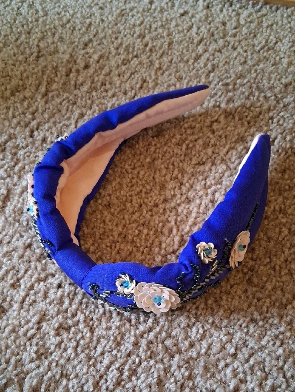Embellished Royal Blue Floral Headband